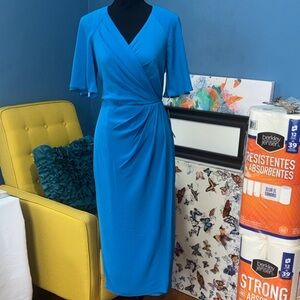 Maggy London Vibrant Blue Midi Dress size 6 brand new with tags